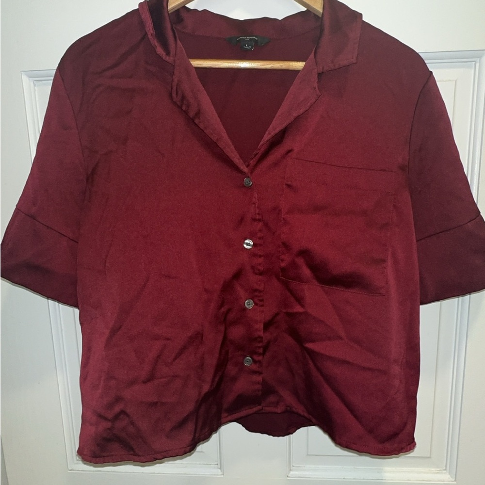 Burgundy Button-Up Blouse